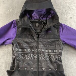 Oakley Performance Fit Ski Jacket Snowsuit Womens Medium Black Purple Snowboard